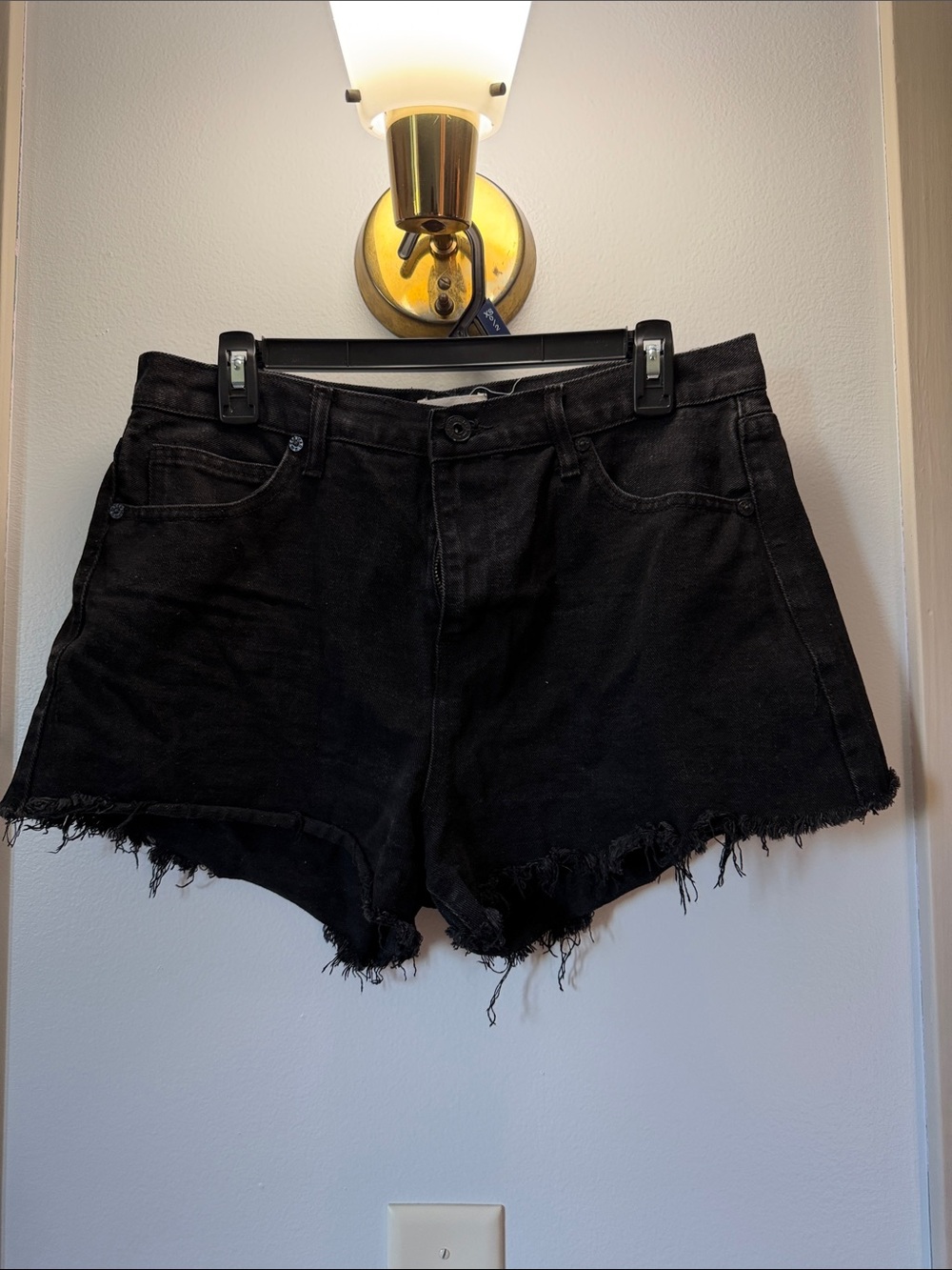 Umgee Black Distressed Frayed Hem Denim Shorts